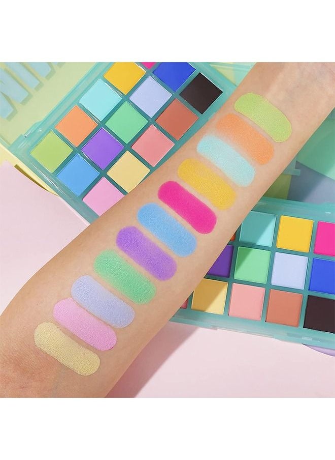 Yabaolian 15 Colorful Matte Makeup Eyeshadow Palette, 15 Shades Vibrant MACARON Pastel Eye Shadow Pallet, High Pigmented Blendable Rainbow Make Up Plattet Kit (Mint Candy)  - Image 4