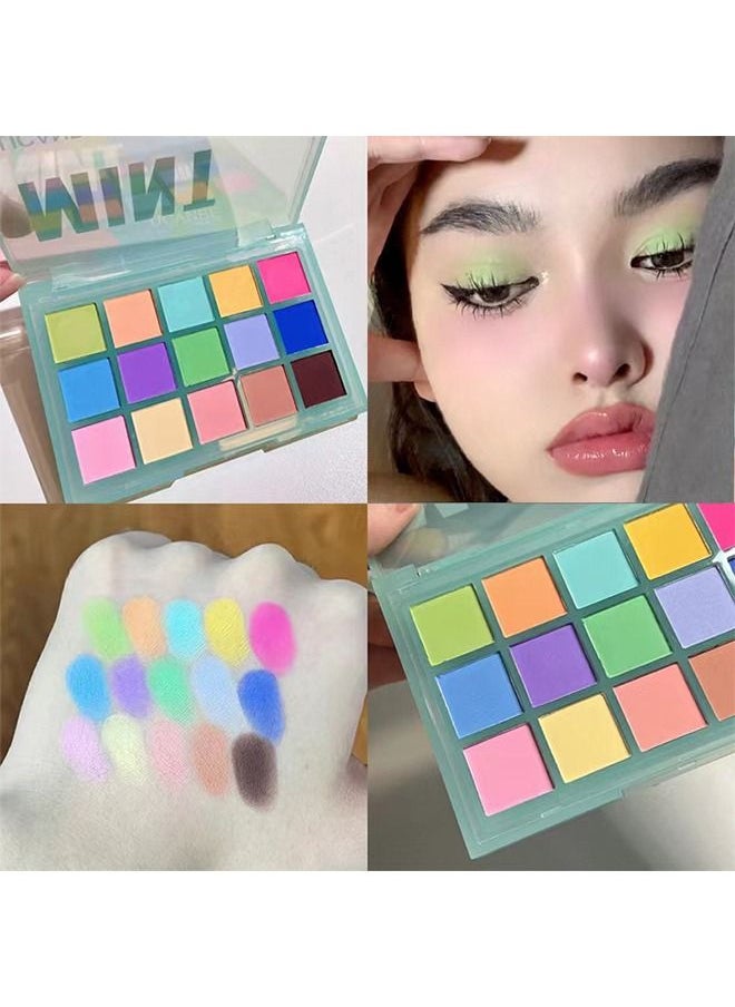Yabaolian 15 Colorful Matte Makeup Eyeshadow Palette, 15 Shades Vibrant MACARON Pastel Eye Shadow Pallet, High Pigmented Blendable Rainbow Make Up Plattet Kit (Mint Candy)  - Image 3