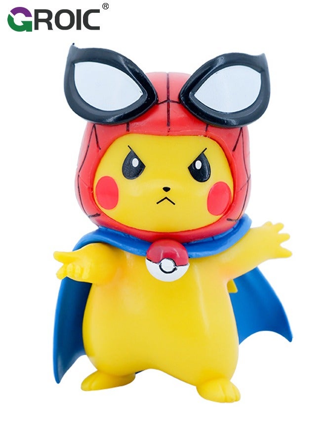 GROIC 3.9'' Anime Figure - Spider-Man Pikachu Action Figure Toy, Pikachu Series Figures, Model Figure for Collection and Display Decoration Gift for Desktop, Car, Kids & Adults - Image 1