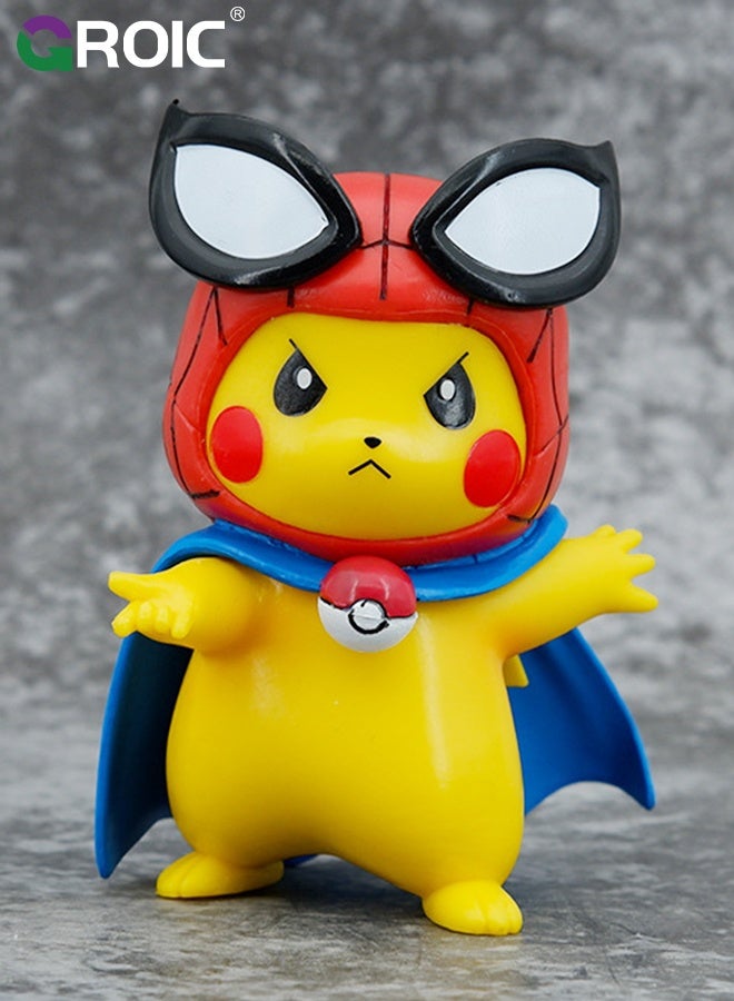 GROIC 3.9'' Anime Figure - Spider-Man Pikachu Action Figure Toy, Pikachu Series Figures, Model Figure for Collection and Display Decoration Gift for Desktop, Car, Kids & Adults - Image 3