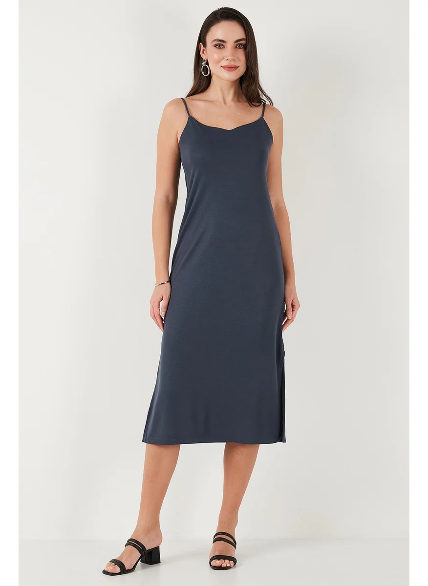 Lela Regular Fit Rope Strap Slit Detail Midi Dress Women's Dress 5866128