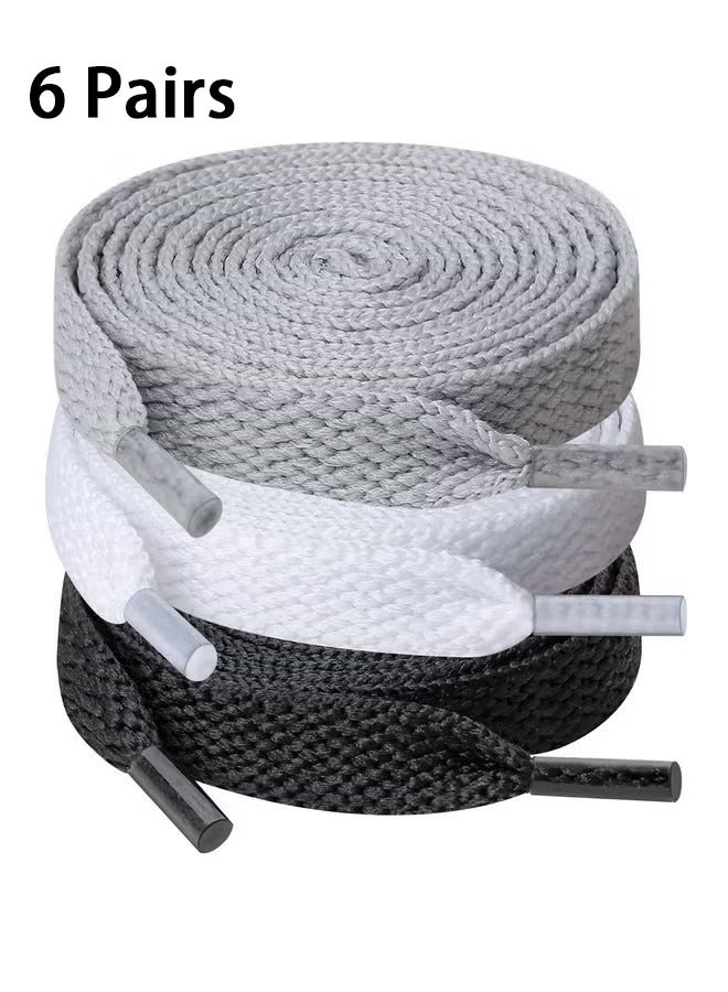 أخبار مجموعة من 6 أزواج من أربطة الأحذية المسطحة، أربطة أحذية عريضة عالمية للأحذية الرياضية والجري والأحذية الرياضية - Image 1