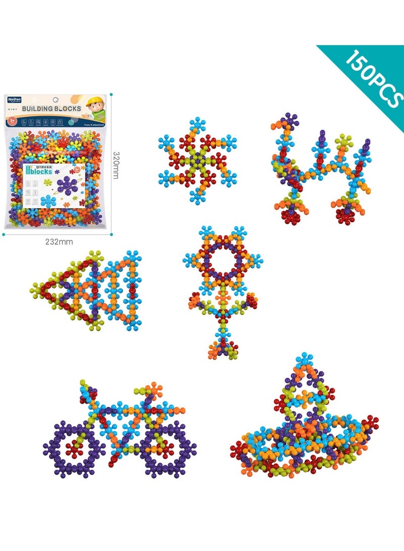 Meifen Rainbow Colors DIY Plum Blossom Building Blocks,Reusable Educational Toys for 3+ Year Olds, Washable Materials, Creative Early Learning and Motor Skills Development, Gifts for Toddlers（150pcs） - Image 1