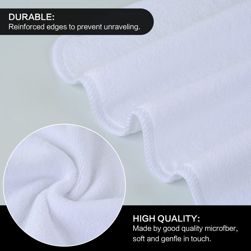 SINLAND Microfiber Facial Cloths Fast Drying Washcloth 12inch x 12inch White 10 pack White - Image 3