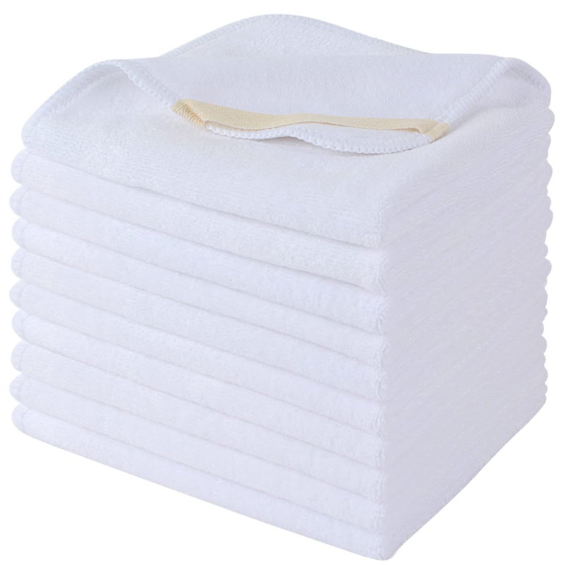 SINLAND Microfiber Facial Cloths Fast Drying Washcloth 12inch x 12inch White 10 pack White - Image 1