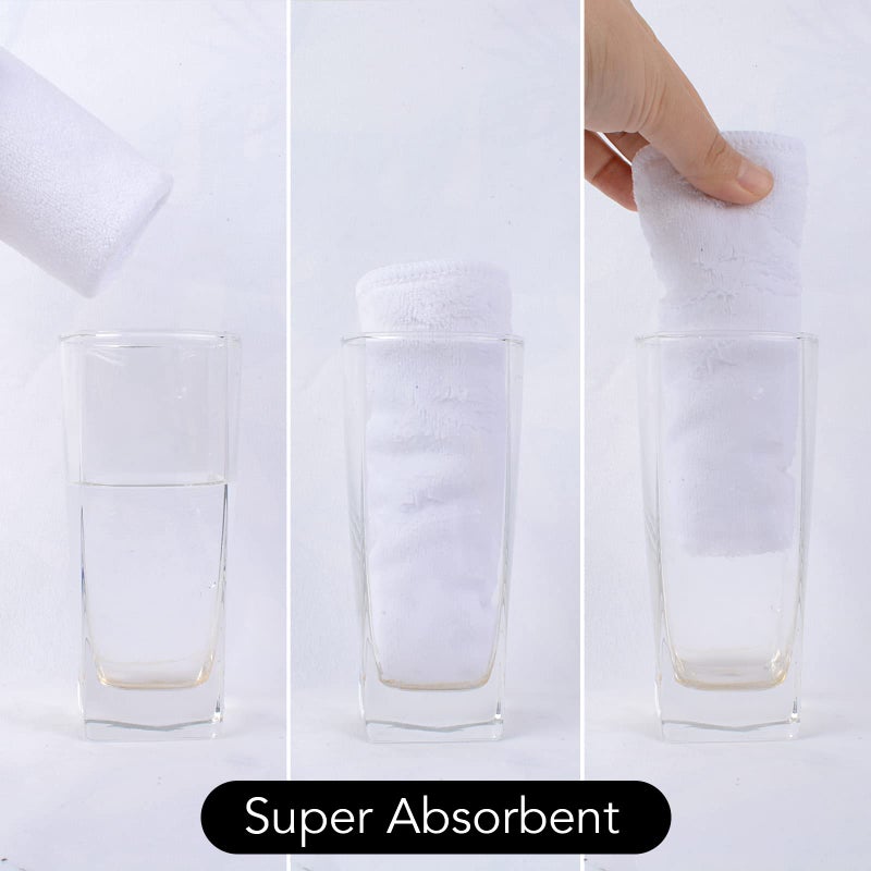 SINLAND Microfiber Facial Cloths Fast Drying Washcloth 12inch x 12inch White 10 pack White - Image 5