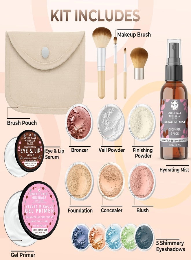 Sweet Face Minerals IMPULSE KIT (WARM Shade-Most Popular) Full Size Mineral Makeup Set Matte Foundation Bare Face Sheer Powder Cover - Image 2