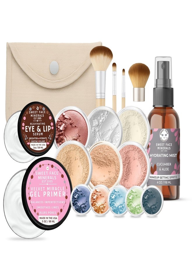 Sweet Face Minerals IMPULSE KIT (WARM Shade-Most Popular) Full Size Mineral Makeup Set Matte Foundation Bare Face Sheer Powder Cover - Image 1