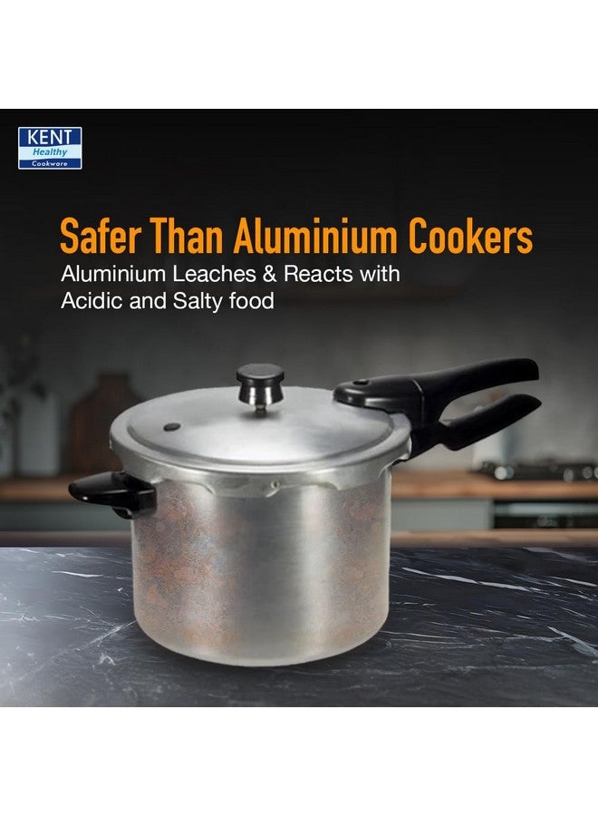 KENT وعاء ضغط من الفولاذ المقاوم للصدأ سعة 2 لتر من كينت مع غطاء خارجي من الفولاذ المقاوم للصدأ | قاعدة ثقيلة بسمك 4.66 مم | مقابض مصبوبة بالحقن للمتانة | صمام أمان خالٍ من الرصاص | مناسب للموقد الحثي - Image 4