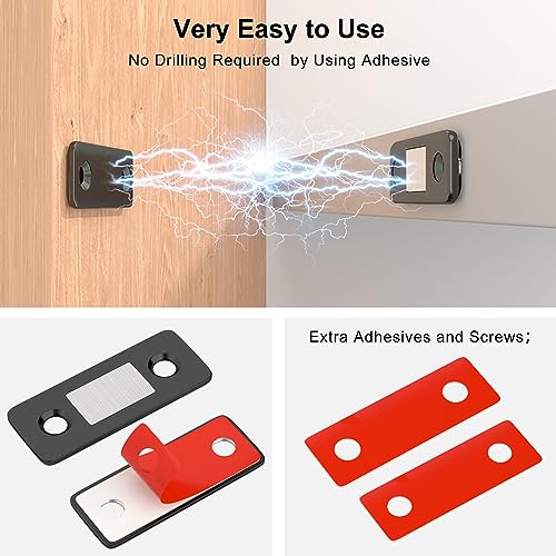 Jiayi Cabinet Magnetic Catch Jiayi 4 Pack Ultra Thin Cabinet Door Magnets Stick on Drawer Magnets Cabinet Latch Magnetic Closures for Cabinets Kitchen Closet Door Closing Magnetic Door Catch Closer - Image 2