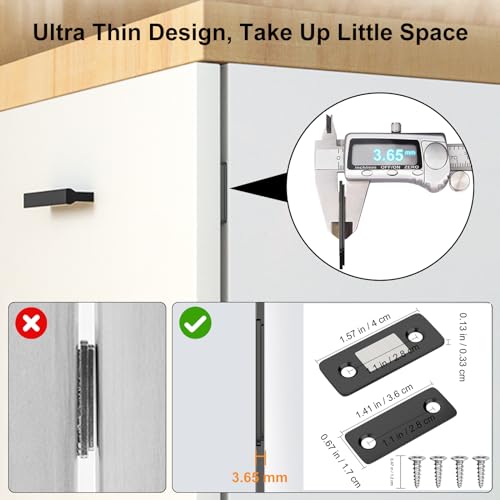 Jiayi Cabinet Magnetic Catch Jiayi 4 Pack Ultra Thin Cabinet Door Magnets Stick on Drawer Magnets Cabinet Latch Magnetic Closures for Cabinets Kitchen Closet Door Closing Magnetic Door Catch Closer - Image 4