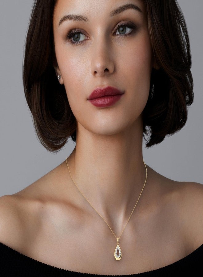 itsy-bitsy GILDED Itsy Bitsy 1/4 ct. tw. Lab Grown Diamond Open Teardrop Pendant Necklace in 14K Gold Plated Sterling Silver | Pear Shape Drop Diamond Necklace for Women | 18" Chain - Image 4