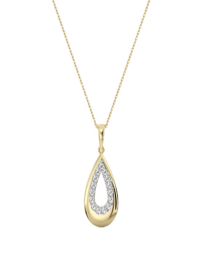 itsy-bitsy GILDED Itsy Bitsy 1/4 ct. tw. Lab Grown Diamond Open Teardrop Pendant Necklace in 14K Gold Plated Sterling Silver | Pear Shape Drop Diamond Necklace for Women | 18" Chain - Image 1