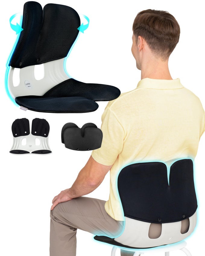 GRANDEXTRA WIDESTURDY COVER SET ERGONOMIC BACK SUPPORT CHAIR WITH DETACHABLE COVER LUMBAR SUPPORT FOR POSTURE CORRECTION LOWER BACK PAIN RELIEF PERFECT FOR HOME OFFICESET BLACK