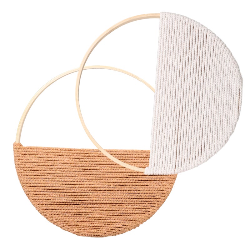2pcs Rustic Wall Decor Cotton Rope Round Wall Hanging Crafts - Image 3