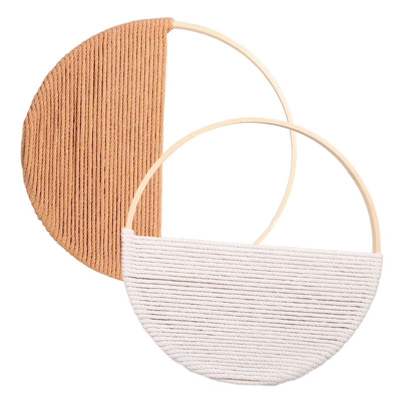 2pcs Rustic Wall Decor Cotton Rope Round Wall Hanging Crafts - Image 1