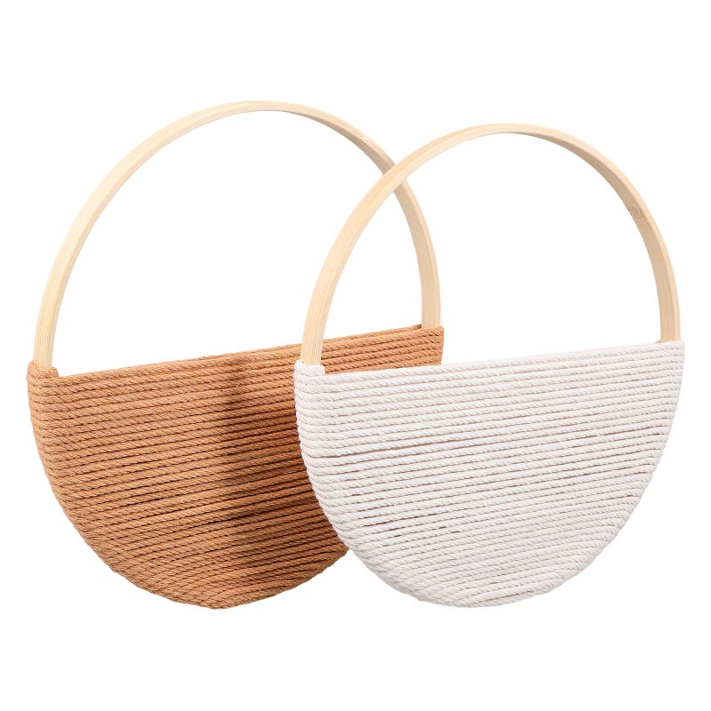 2pcs Rustic Wall Decor Cotton Rope Round Wall Hanging Crafts - Image 4