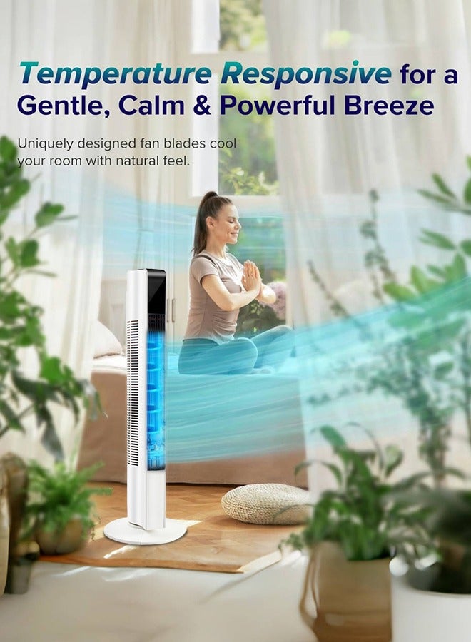 0TO1 TECH 0TO1 Tower Fan for Home Use, 26ft/s Velocity 28dB Cooling Fan, Bladeless Fan with 90° Rotation, 3 Speed Settings, Suitable for Home, Office, Etc. (White) - Image 2