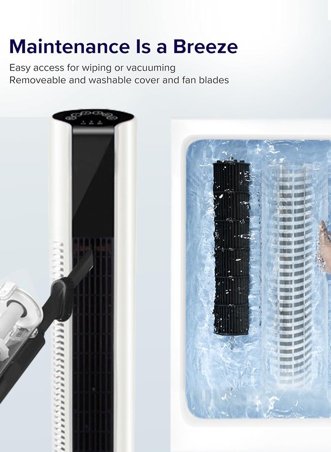 0TO1 TECH 0TO1 Tower Fan for Home Use, 26ft/s Velocity 28dB Cooling Fan, Bladeless Fan with 90° Rotation, 3 Speed Settings, Suitable for Home, Office, Etc. (White) - Image 5