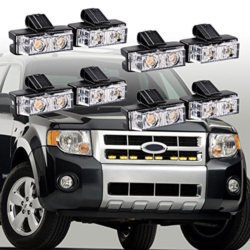ANZIO 16X Amber 2-LED Strobe Light Bar Warning Emergency Beacon 10 Flashing Modes Car SUV Truck Van - Image 2