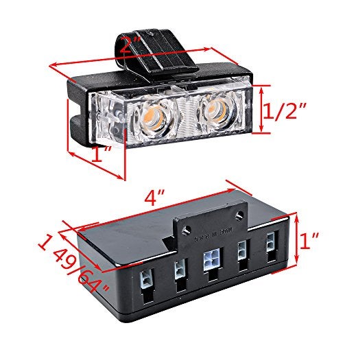 ANZIO 16X Amber 2-LED Strobe Light Bar Warning Emergency Beacon 10 Flashing Modes Car SUV Truck Van - Image 4