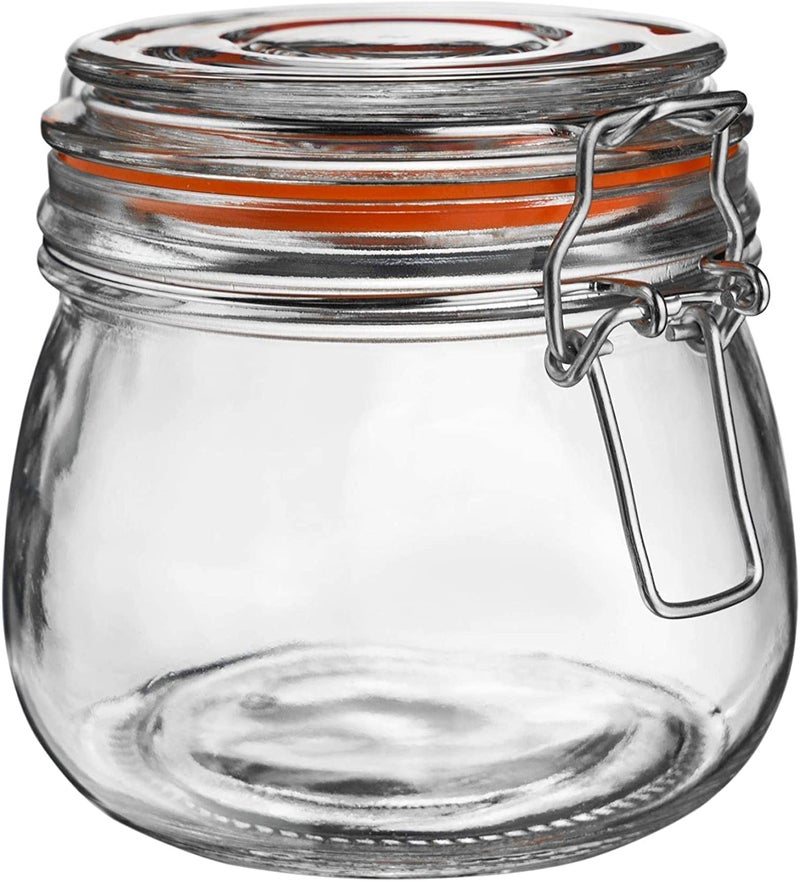 Hovico 25 oz Glass Jars With Airtight Lids And Leak Proof Rubber Gasket,Wide Mouth Mason Jars With Hinged Lids For Kitchen Canisters 750ml, Glass Storage Containers - Image 1