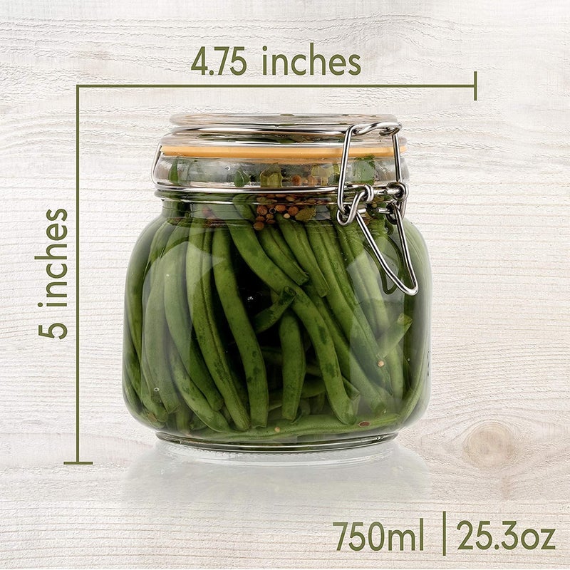 Hovico 25 oz Glass Jars With Airtight Lids And Leak Proof Rubber Gasket,Wide Mouth Mason Jars With Hinged Lids For Kitchen Canisters 750ml, Glass Storage Containers - Image 2