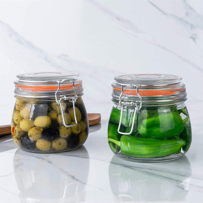 Hovico 25 oz Glass Jars With Airtight Lids And Leak Proof Rubber Gasket,Wide Mouth Mason Jars With Hinged Lids For Kitchen Canisters 750ml, Glass Storage Containers - Image 3