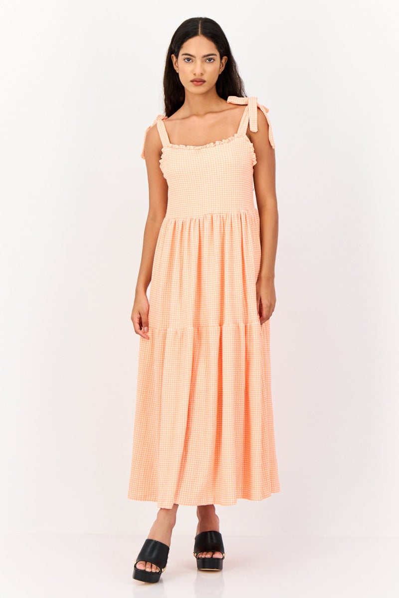 KOTON Ole x Koton Women Checkered Midi Dress, Multicolor - Image 1