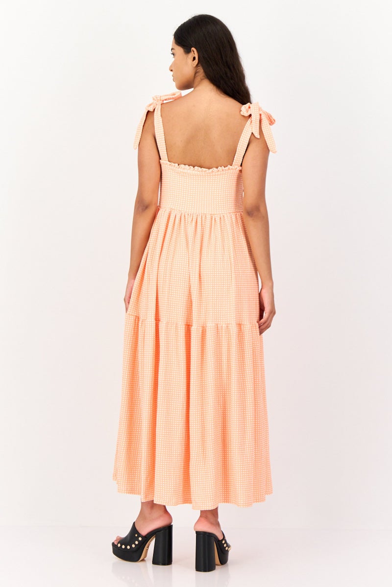 KOTON Ole x Koton Women Checkered Midi Dress, Multicolor - Image 3