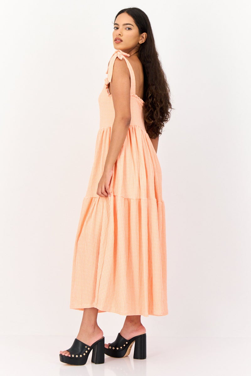 KOTON Ole x Koton Women Checkered Midi Dress, Multicolor - Image 2