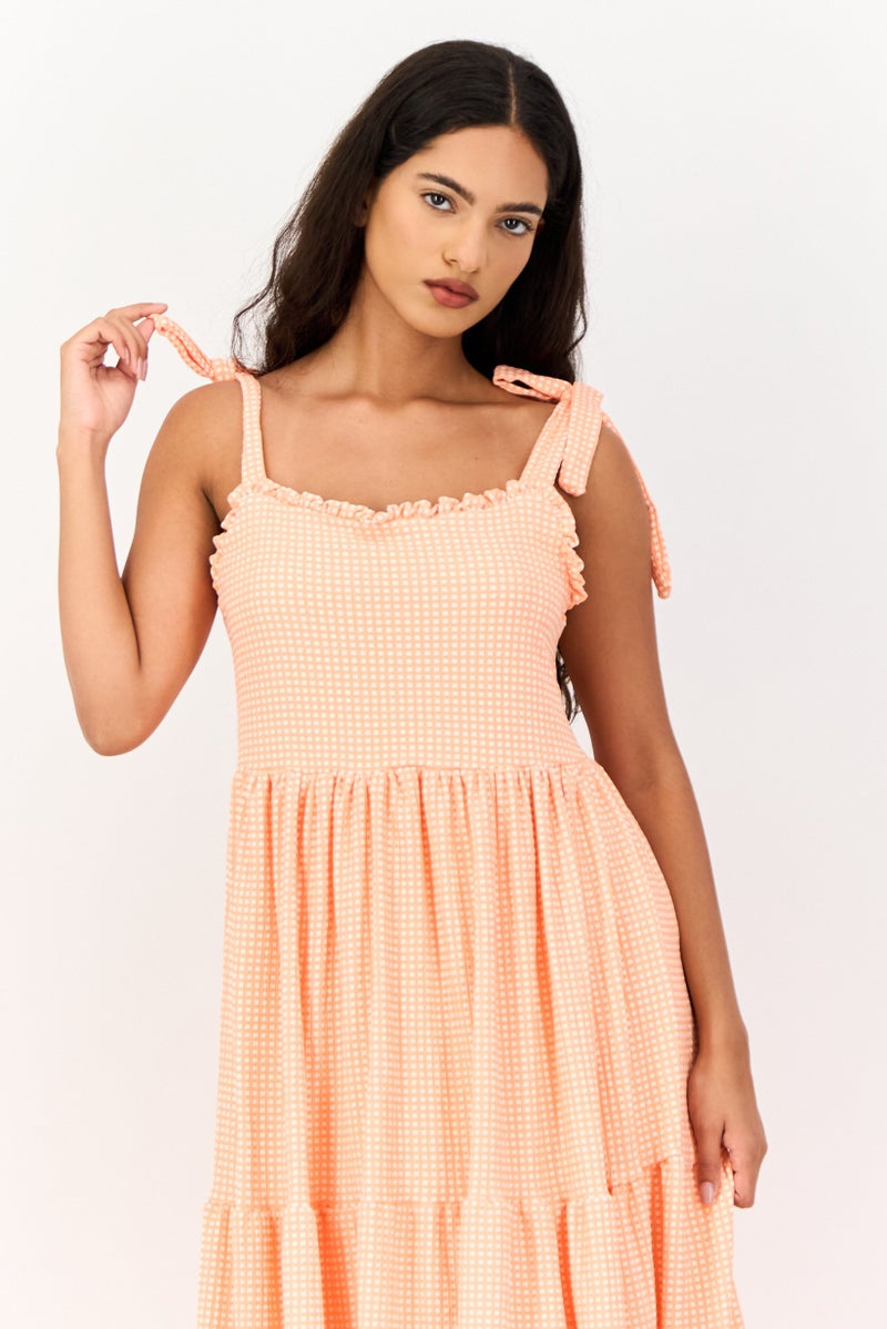 KOTON Ole x Koton Women Checkered Midi Dress, Multicolor - Image 4