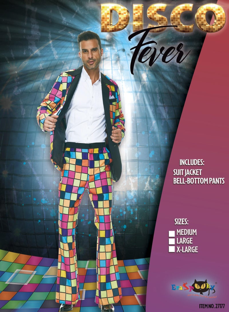 ReneeCho 70s Disco Costume Suit Men Colorful Long Sleeve with Pants Halloween Party - Image 2
