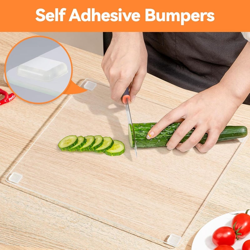 FURNIMATE أقدام مطاطية للوح التقطيع، أقدام لوح تقطيع غير قابلة للانزلاق، 18 قطعة 4/5 بوصة واقيات مطاطية شفافة ذاتية اللصق مربعة - Image 2