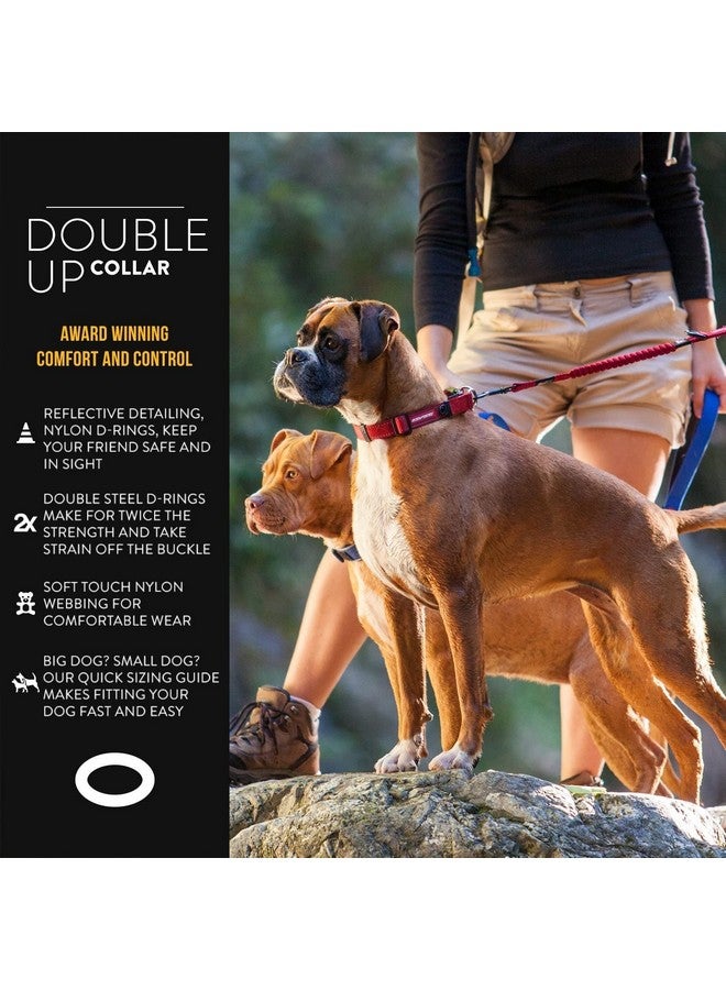 EzyDog Double Up Premium Nylon Dog Collar with Reflective Stitching - Double D-Rings for Superior Strength, Safety, and Comfortability - Non-Rusting and Includes an ID Attachment (Large, Red) - Image 2
