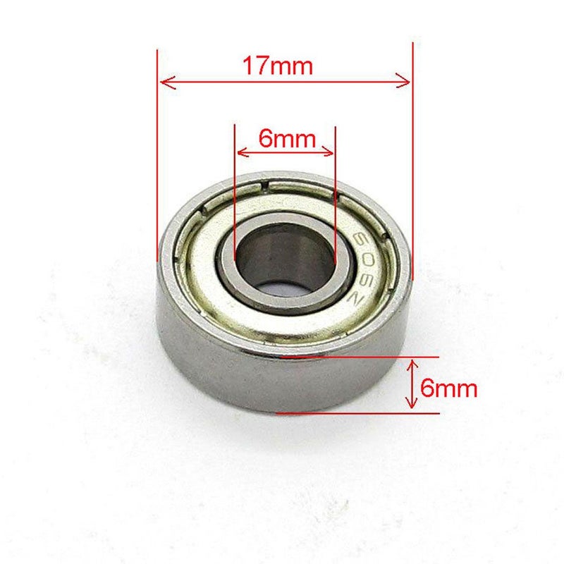 NewZoll 6x17x6 mm Deep Groove Ball Bearing Steel Skateboard Model Bearings 606ZZ 606Z 80016 10 PCS Skateboard Bearings - Image 3