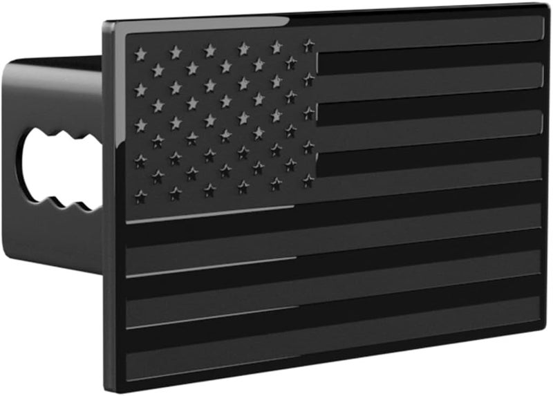 eVerHITCH US American Flag Emblem Metal Trailer Hitch Cover Plug (Fits 2" Receivers, Black) - Image 2
