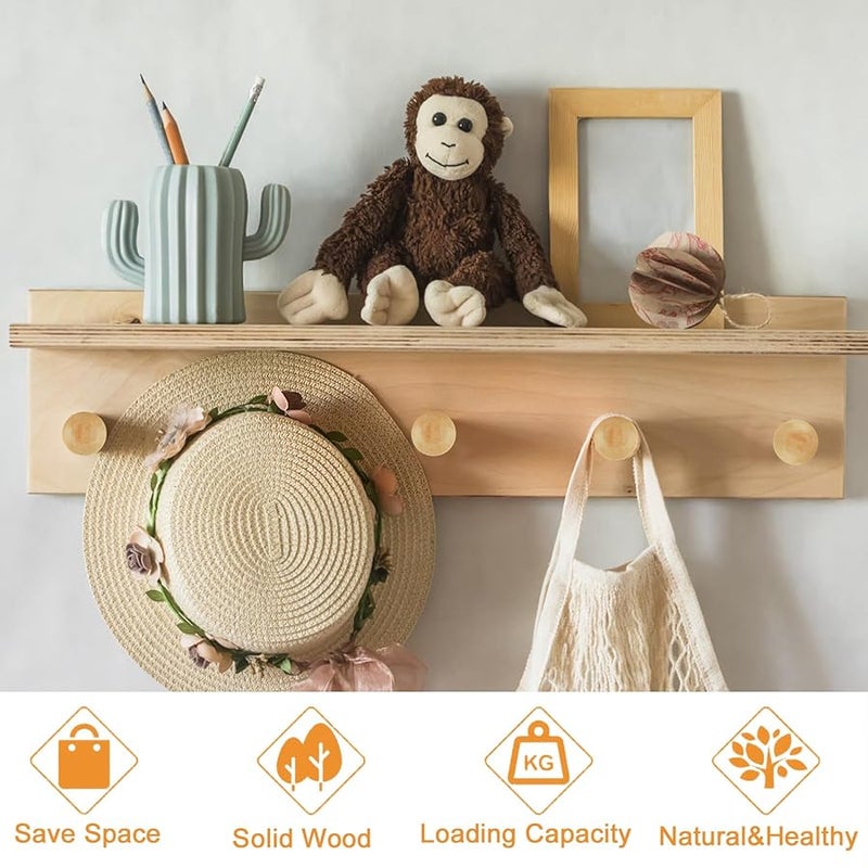 أوتاد خشبية شاكر 80 ملم طلاء ورنيش خطافات مناشف قابلة للتركيب بالبراغي لأبواب الحمام وحواف السلالم - Image 4