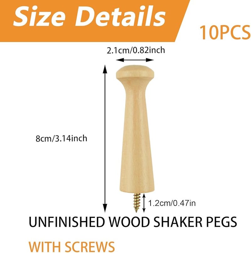 أوتاد خشبية شاكر 80 ملم طلاء ورنيش خطافات مناشف قابلة للتركيب بالبراغي لأبواب الحمام وحواف السلالم - Image 3