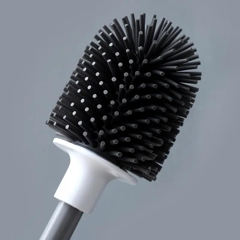 TRADY Nordic-Style Silicone Toilet Brush with Flexible TPR Bristles,360° Deep Cleaning,AntiDrip Design,Ventilated Holder,Wall-Mounted or Floor-Standing,Waterproof,Durable and Hygienic Bathroom Cleaner - Image 4