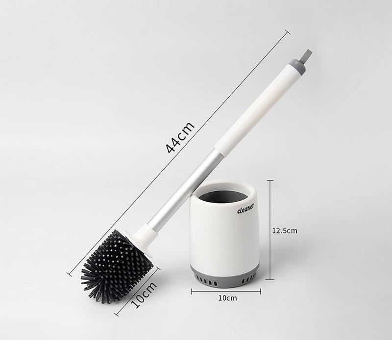 TRADY Nordic-Style Silicone Toilet Brush with Flexible TPR Bristles,360° Deep Cleaning,AntiDrip Design,Ventilated Holder,Wall-Mounted or Floor-Standing,Waterproof,Durable and Hygienic Bathroom Cleaner - Image 2
