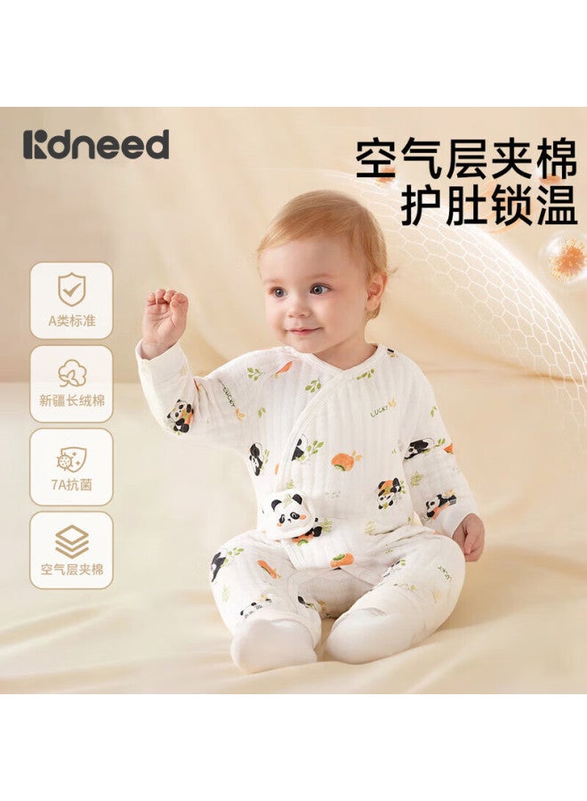 Kidsneed Baby Romper Autumn Winter Cotton Padded Warm Newborn Jumpsuit 0-6 Months 59cm