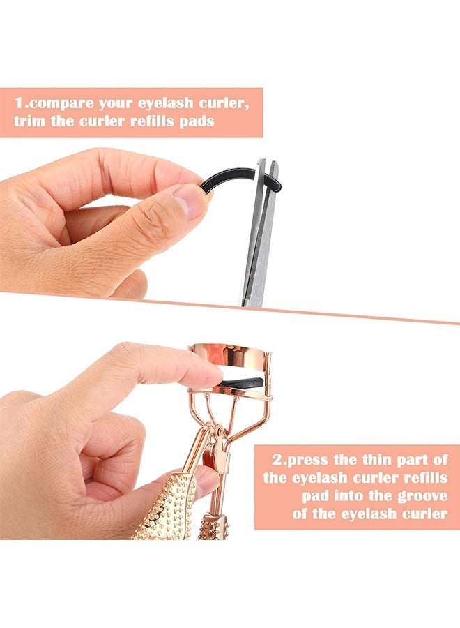 50pcs Eyelash Curler Refill Pads - Silicone Rubber Universal Eye Lash Curler Replacement with Clear Storage Box (Black) - Image 3