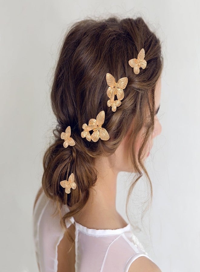 Ymapinc مجموعة Ymapinc من 6 قطع من دبابيس الشعر الذهبية على شكل فراشة ومشابك معدنية لتصفيف الشعر، مثالية للمواعيد، والاستخدام اليومي، وللعرائس، ووصيفات العروس، وحفلات الزفاف، والخطوبة، والحفلات، وهدايا فساتين السهرة - Image 5