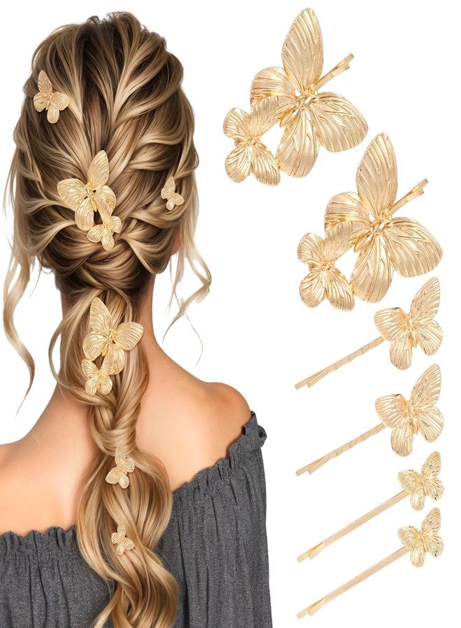 Ymapinc مجموعة Ymapinc من 6 قطع من دبابيس الشعر الذهبية على شكل فراشة ومشابك معدنية لتصفيف الشعر، مثالية للمواعيد، والاستخدام اليومي، وللعرائس، ووصيفات العروس، وحفلات الزفاف، والخطوبة، والحفلات، وهدايا فساتين السهرة - Image 1