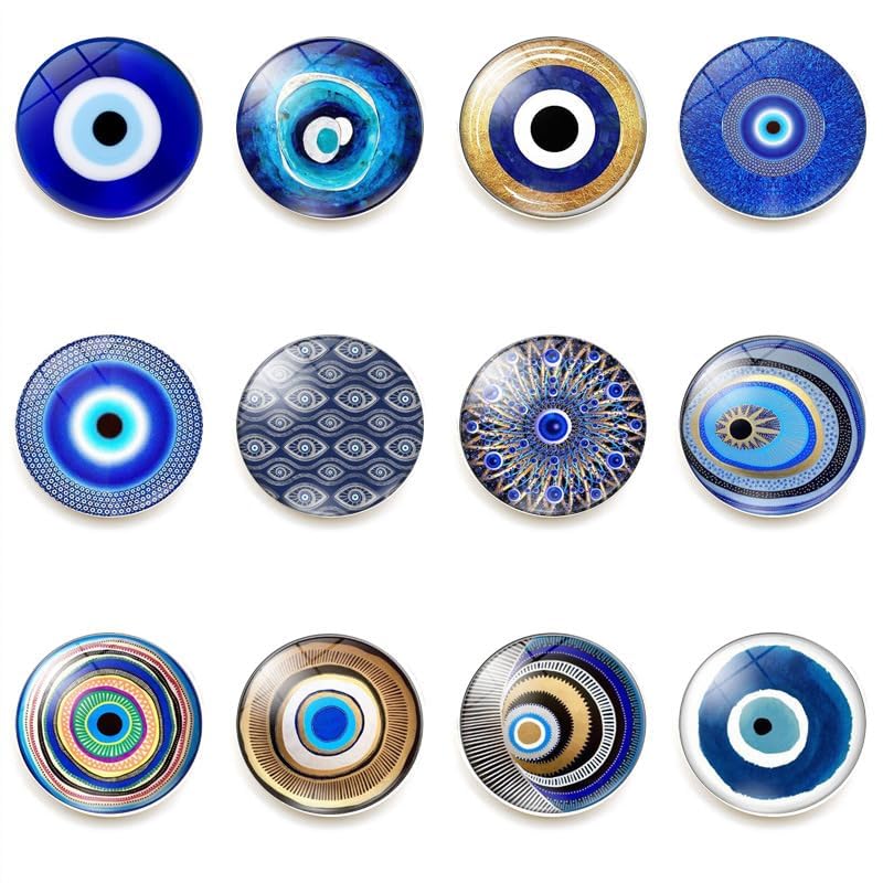 vinsiora 12-Piece Set of Decorative Fridge Magnets with Evil Eye Design, Colorful Crystal Glass Stickers for Teachers, Education Supplies for Whiteboards and Office Refrigerator Storage Rack Use (Evil Eye) - Image 2