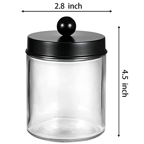 Amolliar 6Pc Apothecary Jars Bathroom Vanity Organizer- Rustic Farmhouse Decor Storage Canister with Stainless Steel Lids- Qtip Dispenser Holder for Q-Tips,Cotton Swabs,Rounds,Ball,Flossers (Black) - Image 5