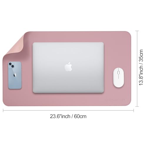 AROPANA Vegan Leather Desk Mat | Large Reversible Mouse Pad & Computer Table Protector | Dual-Side Waterproof Extended Laptop Pad with Edge-Stitched Design (60x35CM, Purple and Pink) - Image 5