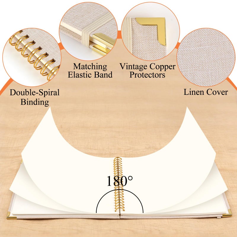 Joyberg Scrap Book Album 80 Pages, 8 x 8 Inch Hardcover Linen Cover Memory Book, DIY Scrapbook Photo Album for Wedding, Anniversary Family, Handicraft Projects (Beige) - Image 3