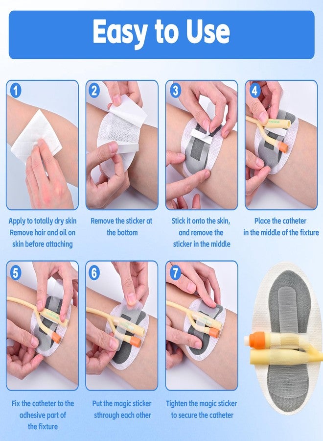 BeHerk 12 PCS Catheter Stabilization Devices, Foley Catheter Supplies, Urinary Leg Bag Legband Holder Sticker, Self Adhesive Catheter Tube Holder for PEG/G/Feeding Tube（Gray） - Image 5